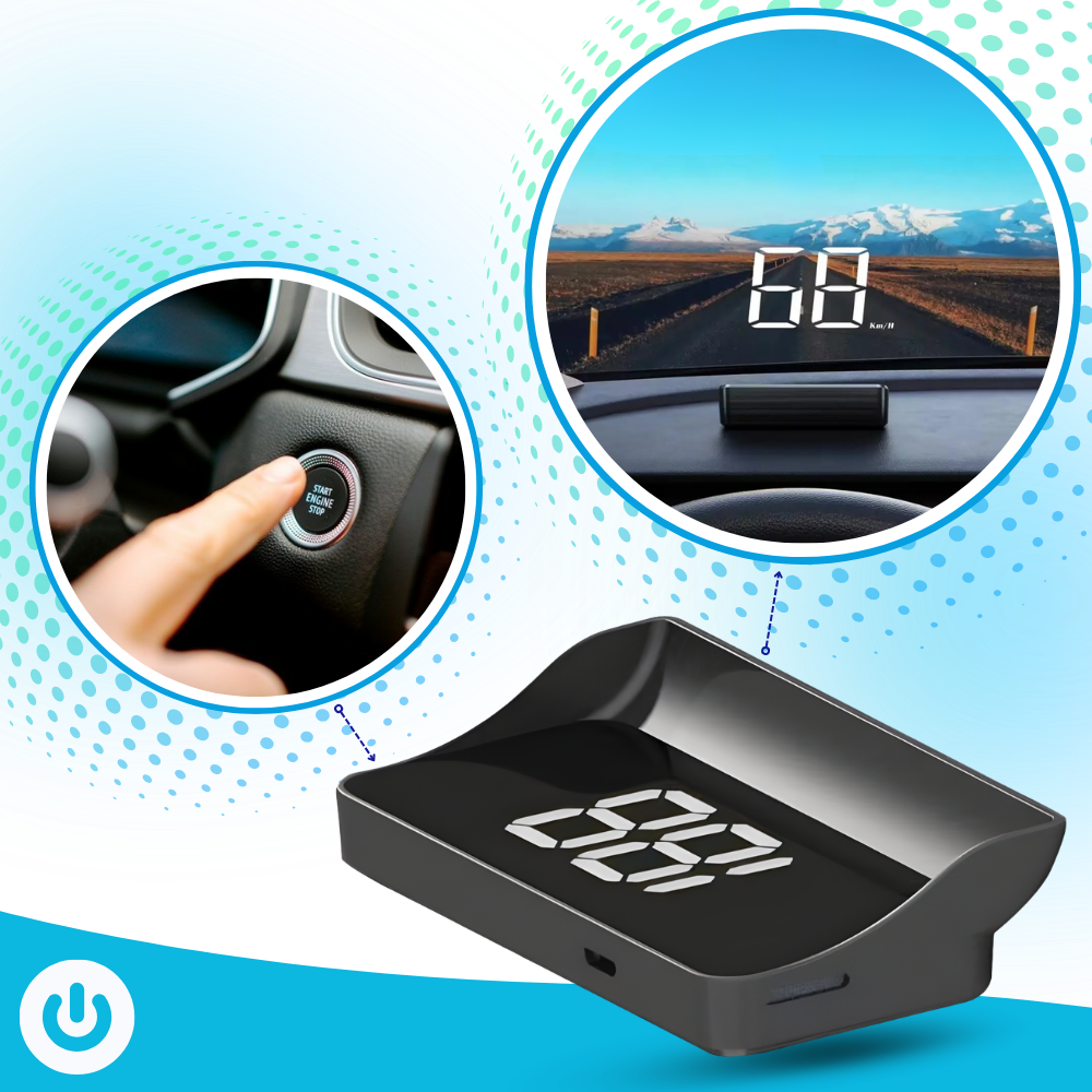 Klarer und intuitiver Projektor-Tachometer für die Windschutzscheibe
