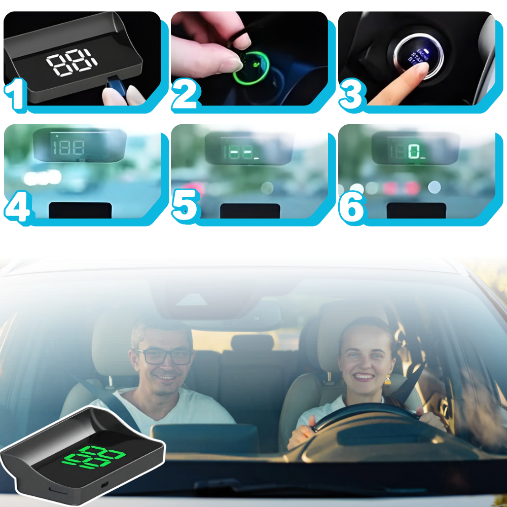 Klarer und intuitiver Projektor-Tachometer für die Windschutzscheibe