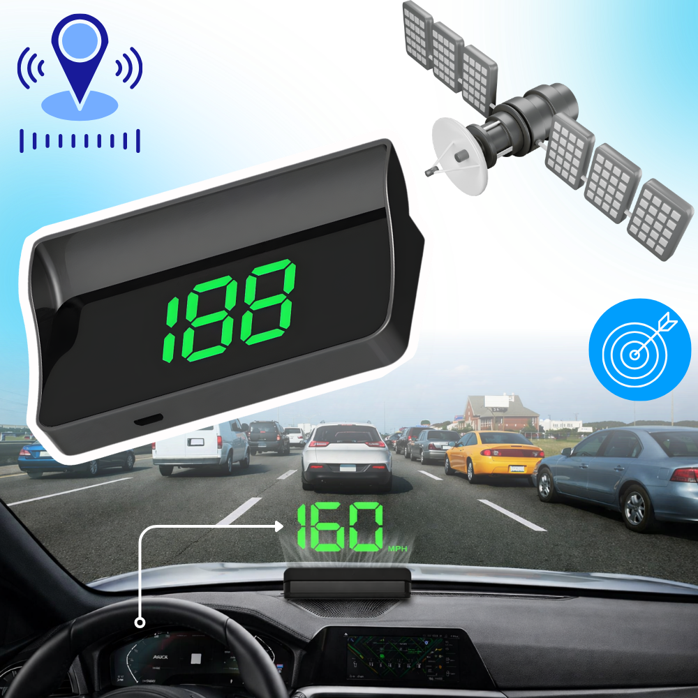 Klarer und intuitiver Projektor-Tachometer für die Windschutzscheibe